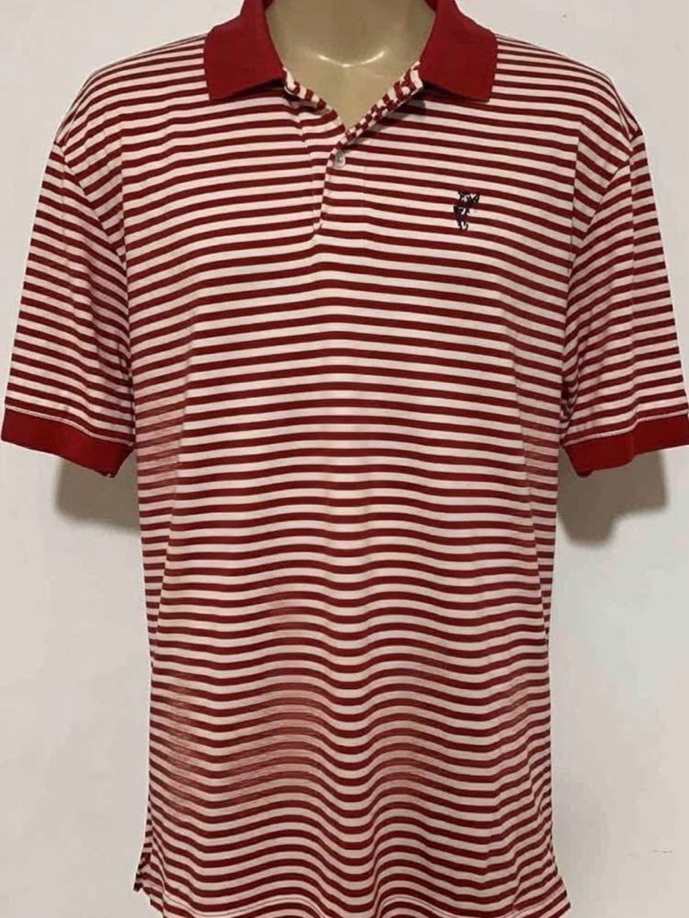Ashworth Red and White Striped Polo Shirt 2XL